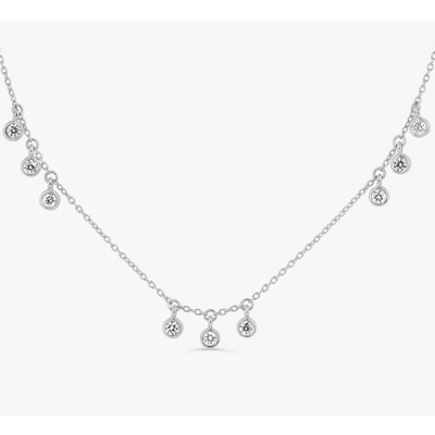 Bezel Dangle Charm 925 Sterling Silver Layered Necklace YCN6858