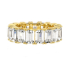 18K Gold Emerald Cut Eternity Band Ring in 925 Sterling Silver