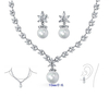 925 Sterling Silver With CZ Earring Necklace Jewelry SET536